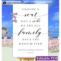 Modern Calligraphy Choose a Seat not a Side sign template (47a)
